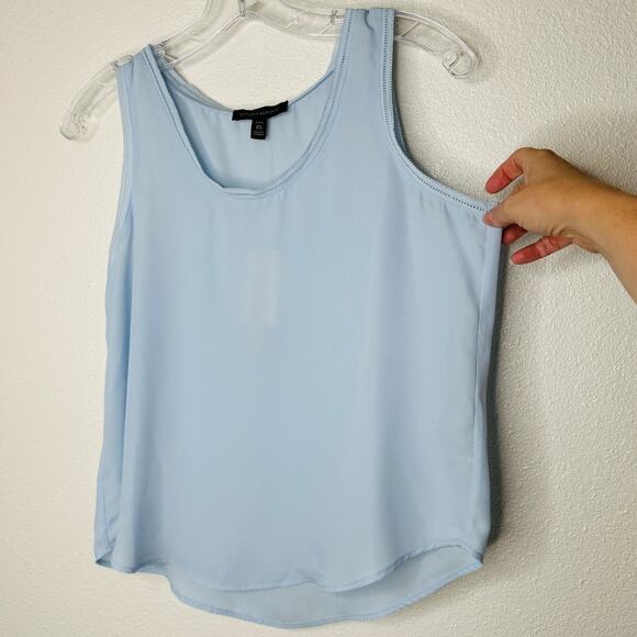 NWT Banana Republic Light Blue Picot Trim Semi Sheer Tank Top XSP - Picture 1 of 11